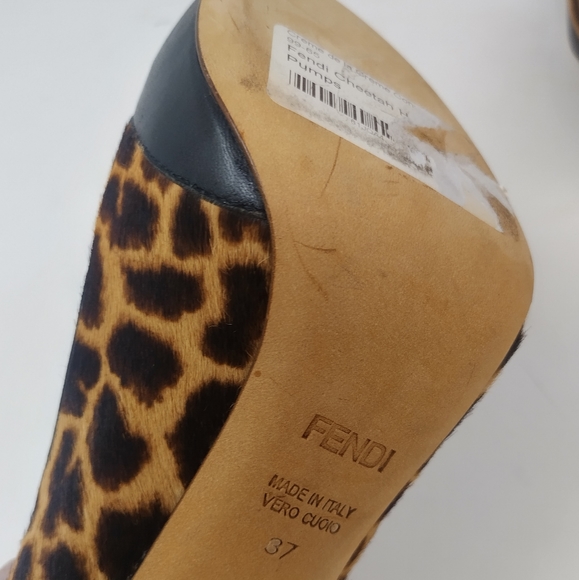 Fendi Leather Leopard Print Calf Hair Pumps 37 - Picture 8 of 10